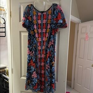 Eva Franco Floral Embroidered Dress with Slip, Size 10, new with tags